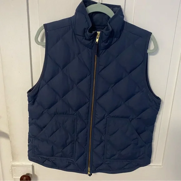 J. Crew Factory Navy Quilted Puffer Vest - Picture 2 of 5